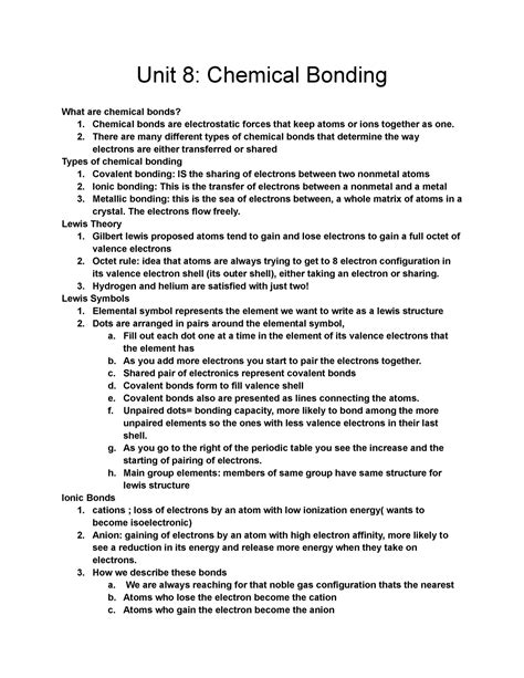 Unit 8 Chemical Bonding Unit 8 Chemical Bonding What Are Chemical