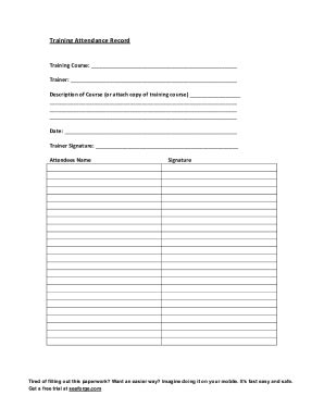 Fillable Online Training Attendance Sheet Class Templates ComTraining