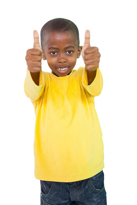 Premium Photo Happy Little Boy Showing Thumbs Up