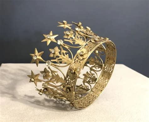 Couronne En M Tal Dor Strass Pour Statue Religieuse Vierge Bois