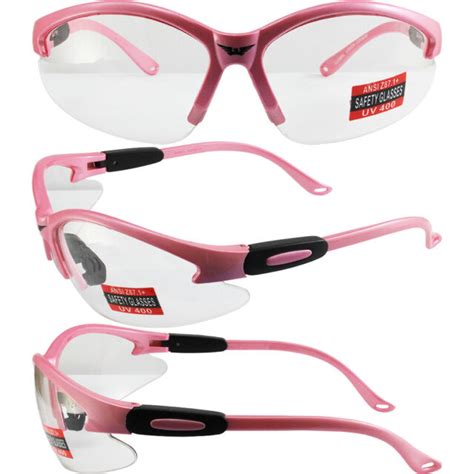 6 Pair Cougar Womens Safety Glasses Medium Pink Frame Shatterproof Clear Lens Ebay