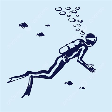 Diver Swimming Underwater Summer Illustration Ocean Vector Summer