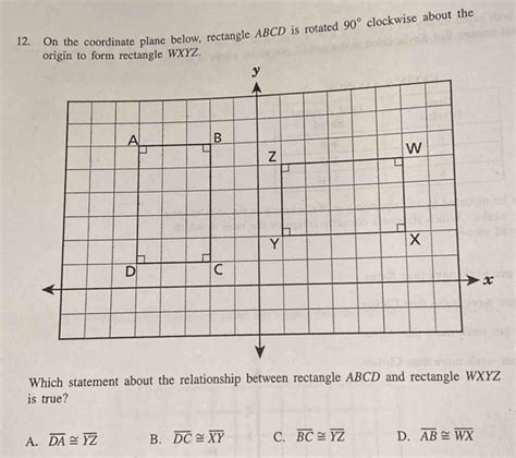 Solved On The Coordinate Plane Below Rectangle Abcd Is Rotated