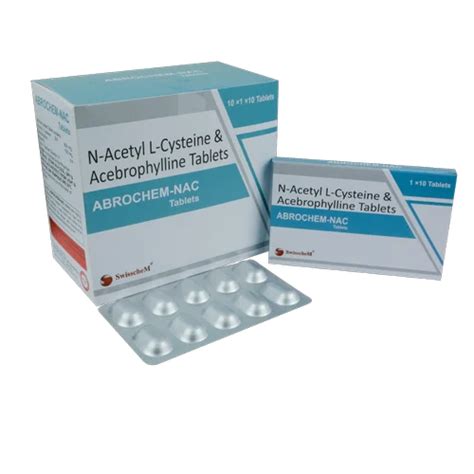 N Acetyl L Cysteine 600mg And Acebrophylline 100 Mg Tab For Hospital Packaging Size 10x1x10