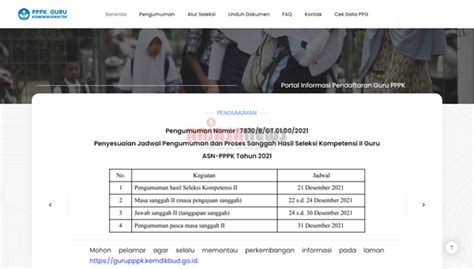 Jadwal Pengumuman Kelulusan Seleksi Pppk Guru Tahap Tahun