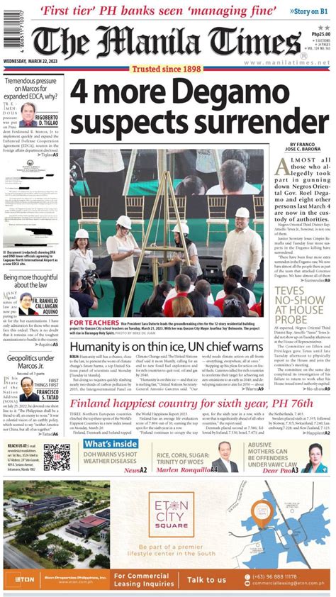 The Manila Times Front Page March 22 2023 The Manila Times