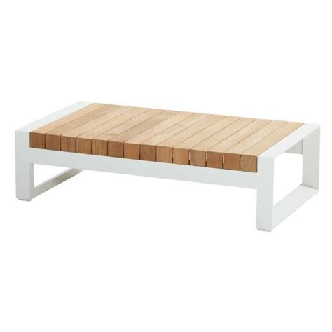 Table basse d extérieur Plata Aluminium blanc et plateau en teck