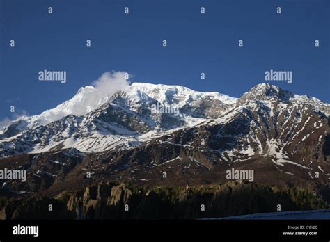 Annapurna Himalaya Range Beautiful Mountain Manang Nepal Stock Photo