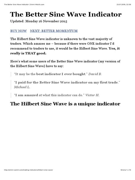 The Better Sine Wave Indicator Pdf Waves Moving Average