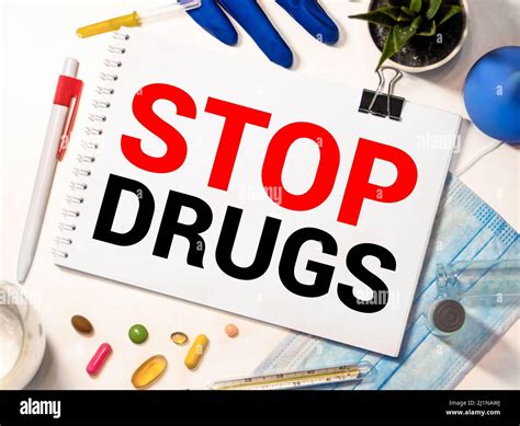 stop drugs words  brick wall addiction awareness