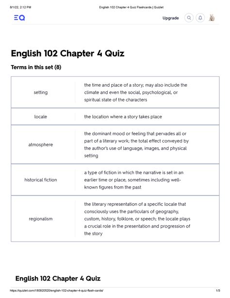 English 102 Chapter 4 Quiz Flashcards Quizlet 8 1 22 2 12 PM English