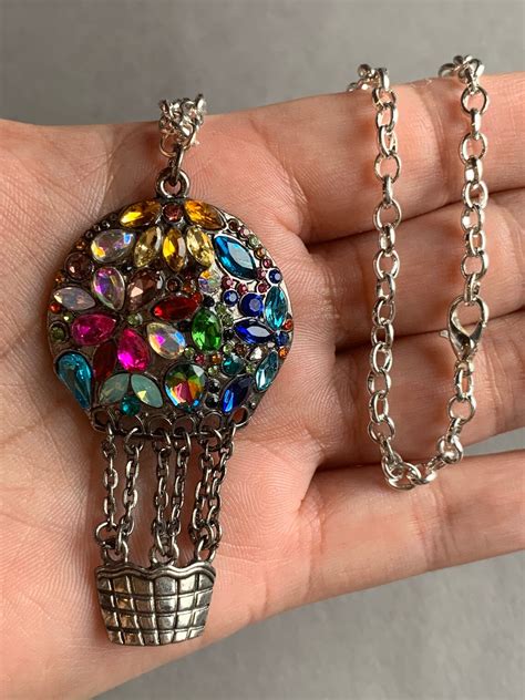 Crystal Hot Air Balloon Necklace Crystal Jewelry Up Up And Etsy