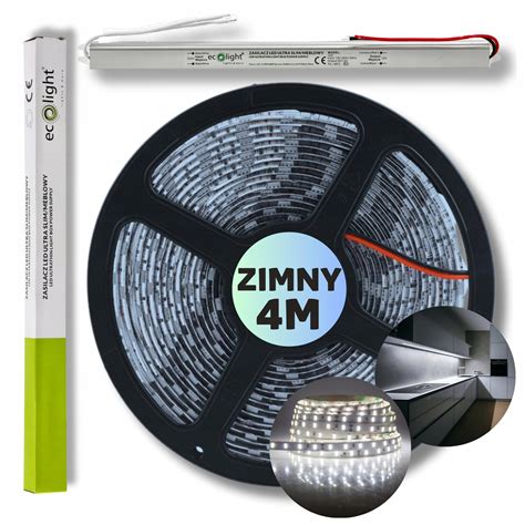 ZESTAW 4m Taśma pasek listwa LED SMD biały zimny z zasilaczem 12V EZ