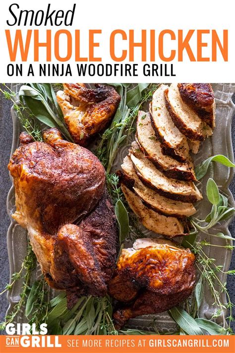 Smoked Whole Chicken On A Ninja Woodfire Grill Girls Can Grill