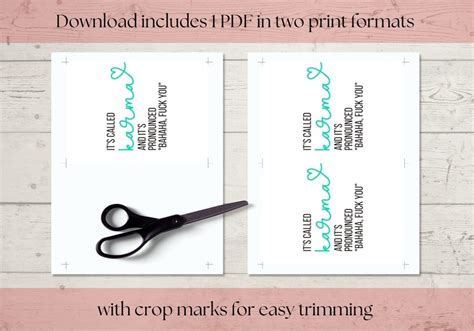 Printable It S Called Karma Card Funny X Greeting Card Offensive Blank Card Fuck You Card