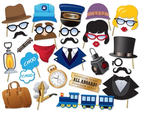 train photo booth props railway birthday party props railroad