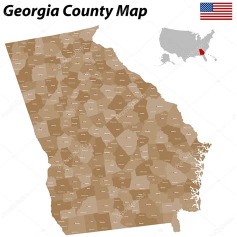 Georgia County Map — Stock Vector © Malachy666 #43022149