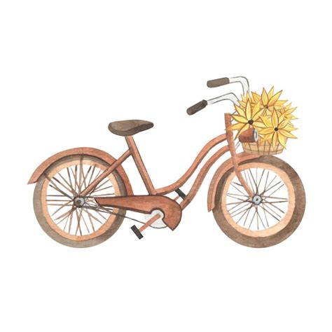 Premium Vector | Watercolor bicycle illustration, Brown bicycle with ...