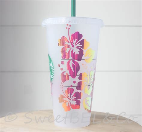 Custom Starbucks Cup Hibiscus Flower Starbucks Cup Hibiscus Vinyl