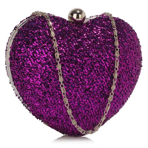 Wholesale Purple Flower Hardcase Heart Clutch Bag