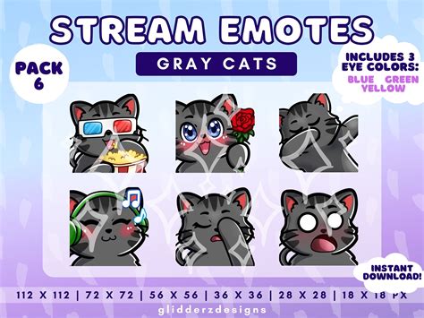 Gray Cat Twitch Emote Cat Discord Emotes Gray Cat Emote Etsy In 2022