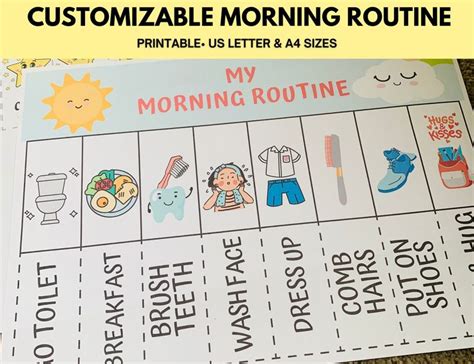 Custom Visual Morning Routine Chart For Kids Toddler Routine List