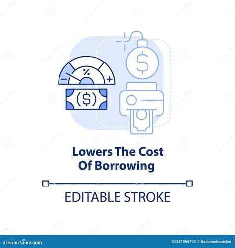 Lowers Cost Of Borrowing Light Blue Concept Icon Stock Vector