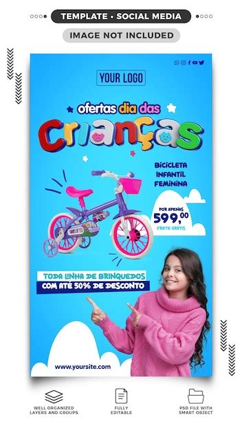 Histórias De Mídia Social Ofertas Do Dia Das Crianças Psd Grátis