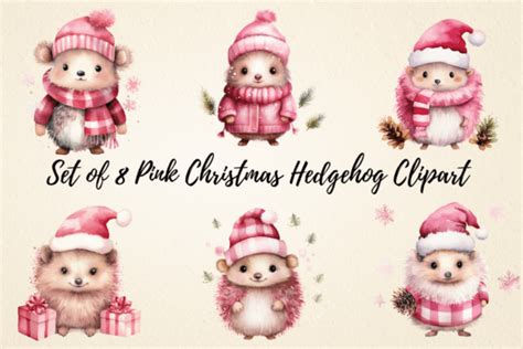 Pink Christmas Hedgehog Clipart Graphic By Pcudesigns Creative Fabrica