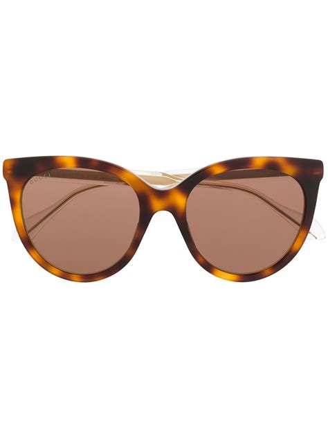 Gucci Eyewear Tortoiseshell Effect Sunglasses Farfetch