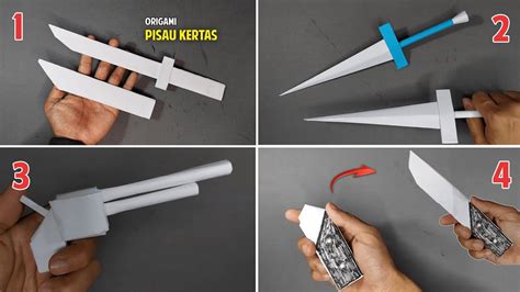 Ide Kreatif Origami Pisau Lipat Belati Dari Kertas Pistol Tanpa