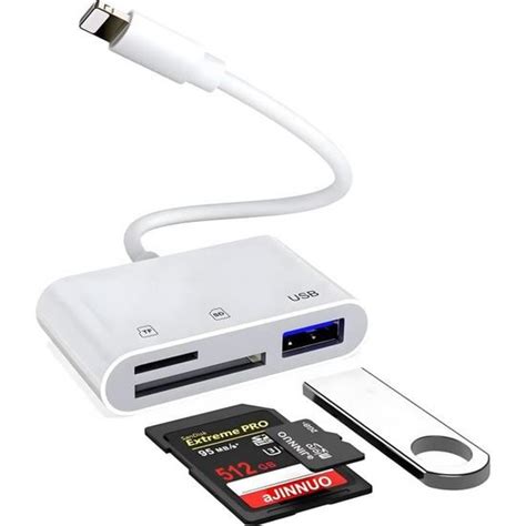 Lecteur De Carte Sd Pour Iphone Adaptateur Lightning Vers Carte Sd Tf