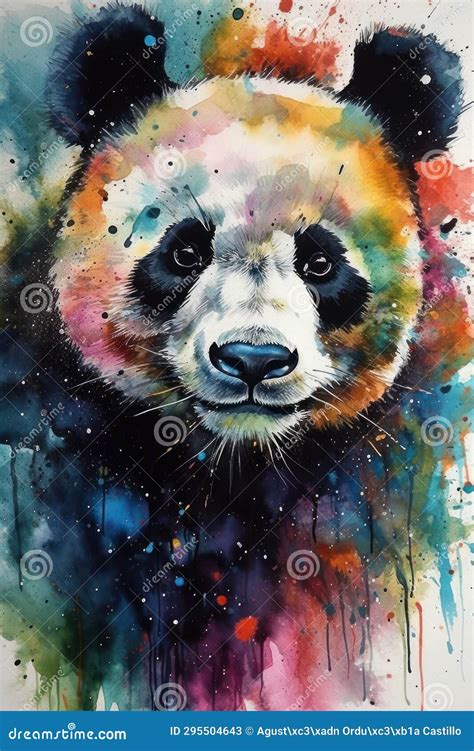 Desenho a Aquarela De Um Urso Panda Ilustração Stock Ilustração de