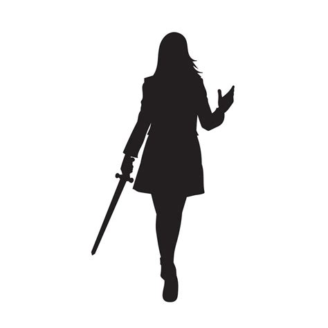 Female Warrior With A Sword In Hand Vector Silhouette 14975059 Vector