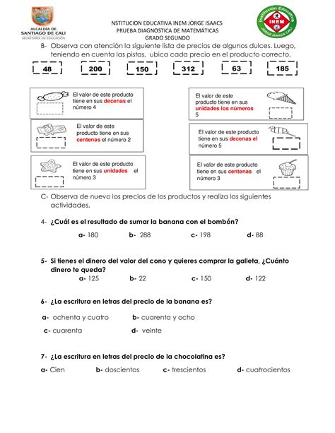 INGENIOSOS DEL SABER PRUEBA DIAGNOSTICA DE MATEMATICAS