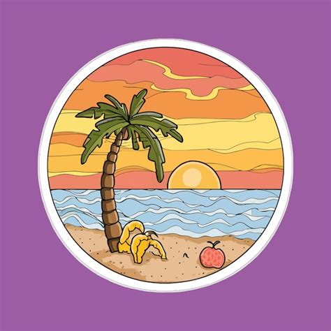 Premium Vector Ocean Beach Graphic Sticker Design