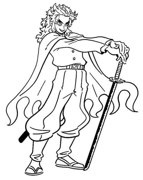 Awesome Kyojuro Rengoku Coloring Page Free Printable Coloring Pages