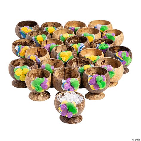 Bulk Coconut Cups With Polyester Flower 60 Pc Oriental Trading