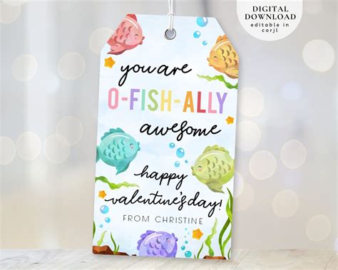 Editable Valentines You Are O Fish Ally Awesome Gift Tag School