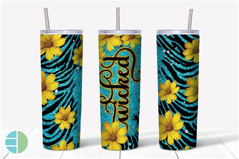 Skinny Tumbler Sublimation Design - Zebra Print - Flowers (1136758) | Sublimation | Design Bundles