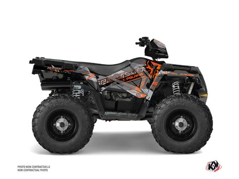 Kit Déco Quad Evil Polaris 450 Sportsman Gris Orange Kutvek Kit Graphik