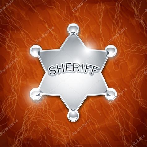 Sheriffs Metallic Badge As Star On Leather Texture — Stock Vector