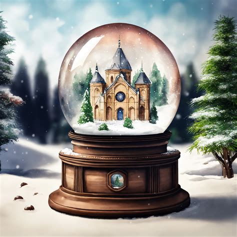Lexica - Draw a miniature spherical snowglobe, with giant bamboos