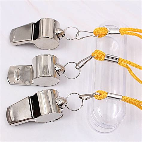 Metal Whistle With Rope Stainless Steel For Refere Vicedeal