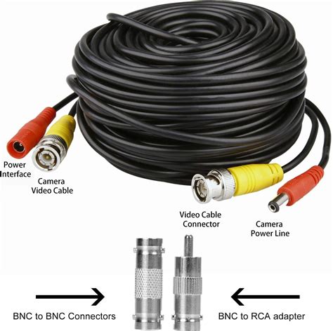 HISVISION Paquete de 4 cables de alimentación de video BNC de 100 pies