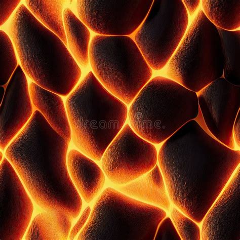 Piedras De Fuego Y Azulejos De Textura De Lava Stock de ilustración