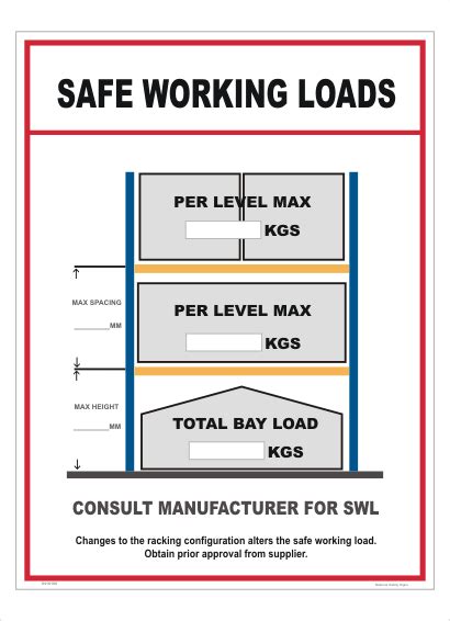 Safe Working Load Sign In National Safety Signs