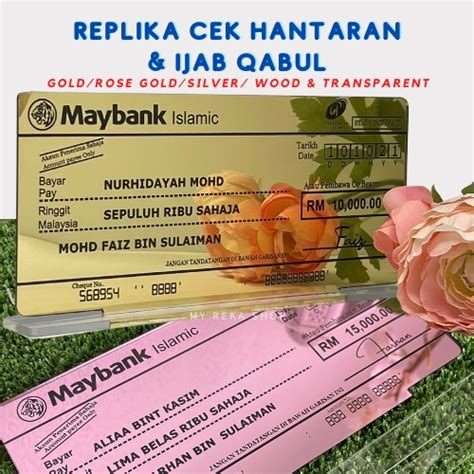 Replika Plak Ukiran Cek Hantaran Aku Terima Nikahnya Cheque Mock