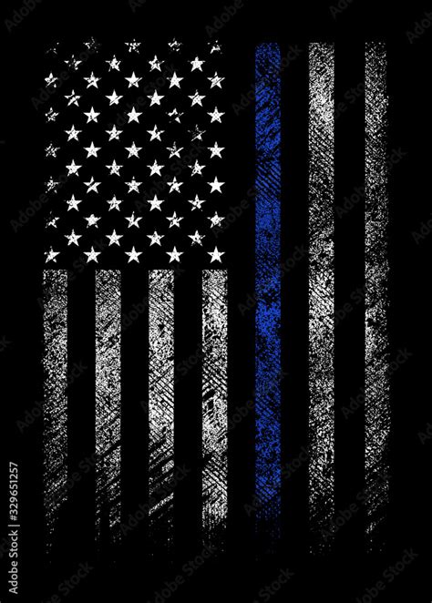 grunge usa police flag with thin blue line vector design Stock Vector ...