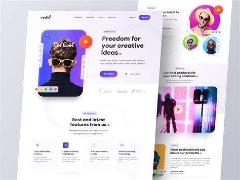 video editor landing page website  behance